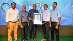 diveOceanus team receiving the Guinness World Record certificate at the Neyvaa freediving event in the Maldives