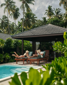 Beach Pool Villa with private pool and tropical greenery at Royal Island Maldives in Baa Atoll
